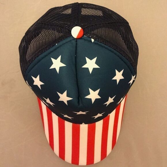 USA Stars & Stripes Red White and Blue SnapBack Trucker Hat - Picture 7 of 12